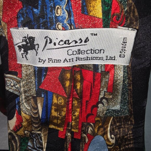 PICASSO COLLECTION BY FINE ARTS FASHIONS "MAN WITH A PIPE" MENS TIE SILK EUC - Picture 6 of 6